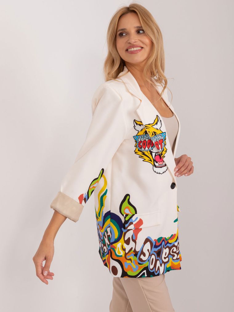 Marynarka damska, ecru, Italy Moda