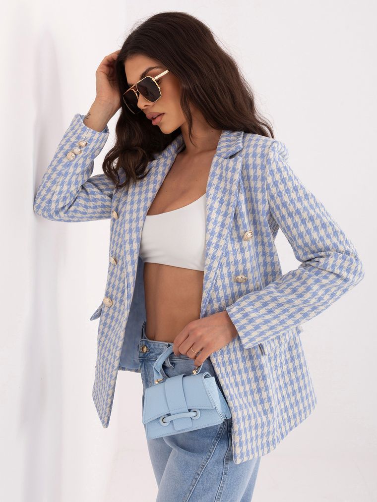 Marynarka damska, niebieska, Italy Moda
