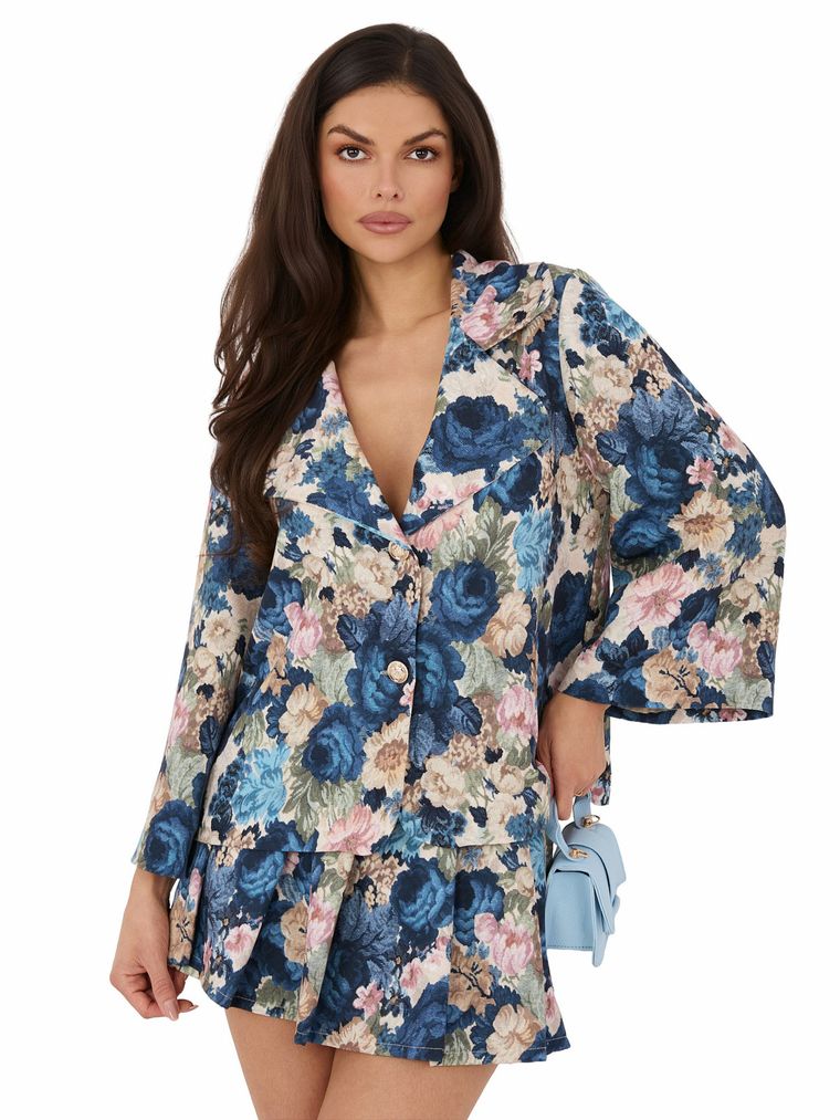 Marynarka damska, niebieska, Italy Moda