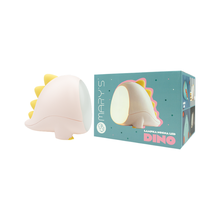 Mary's, lampka nocna LED, dino, różowy