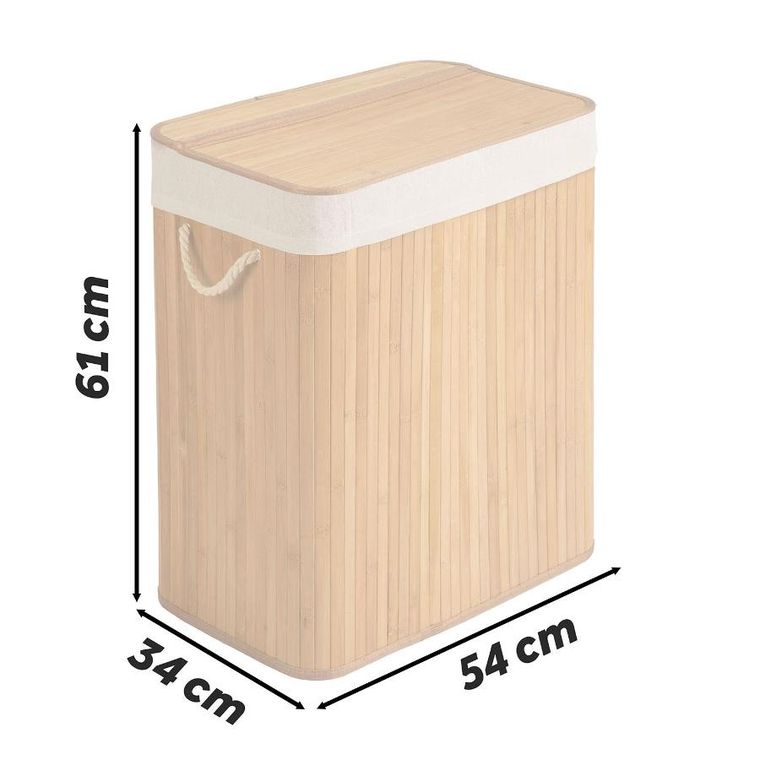 Massido, bambusowy kosz na pranie z pokrywą, 100l