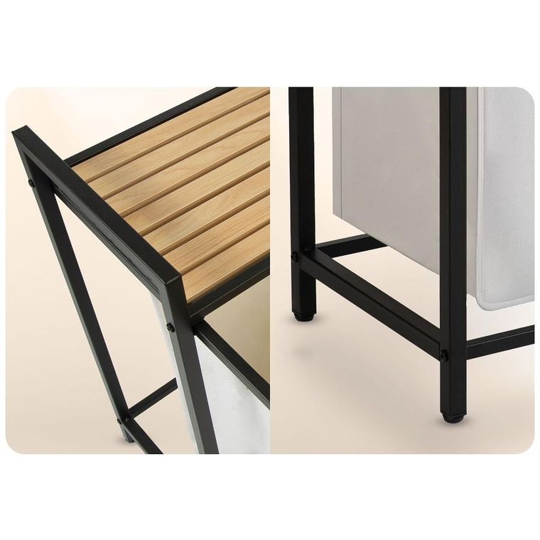 Massido, kosz na pranie, dwukomorowy na stelażu, 80l