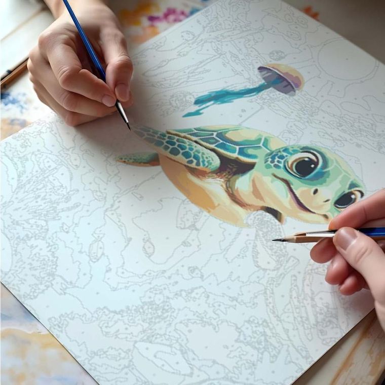 Massido, malowanie po numerach, żółwik, 40-50 cm