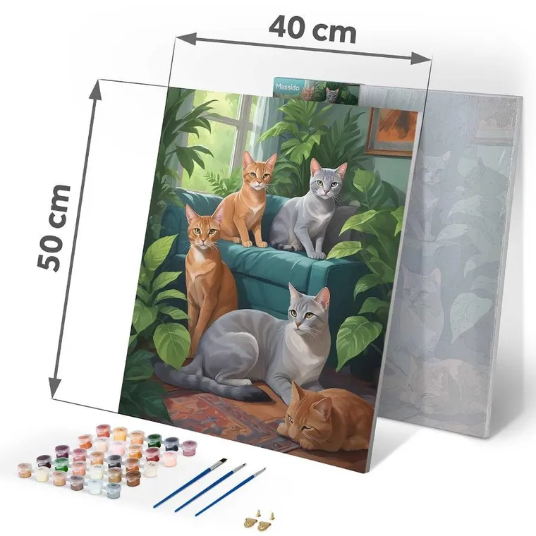 Massido, obraz do malowania po numerach, Koty, 40-50 cm