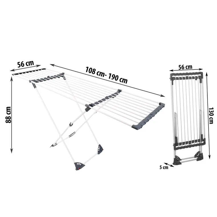 Massido, Ursula, suszarka teleskopowa do prania z kółkami, 20 m