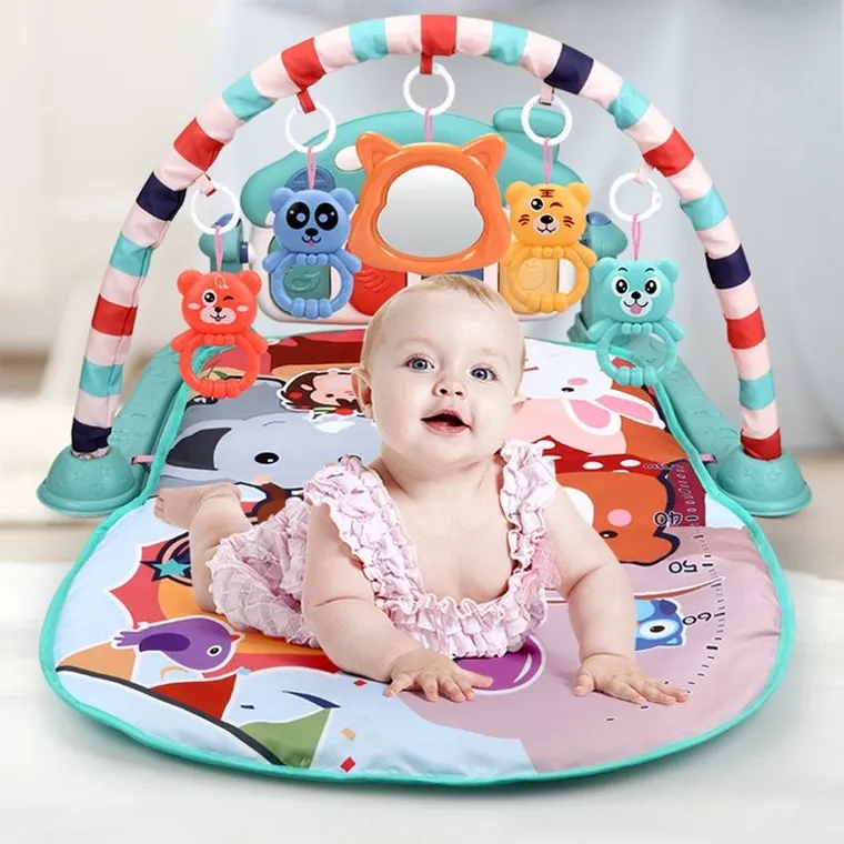 Mata edukacyjna dla niemowląt z pianinem, zielona