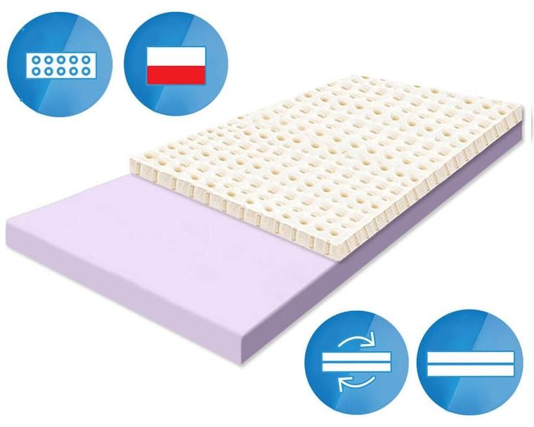 Materace z Gór, Top Hard Latti, materac nawierzchniowy, lateksowy, utwardzający, 80-120-8 cm