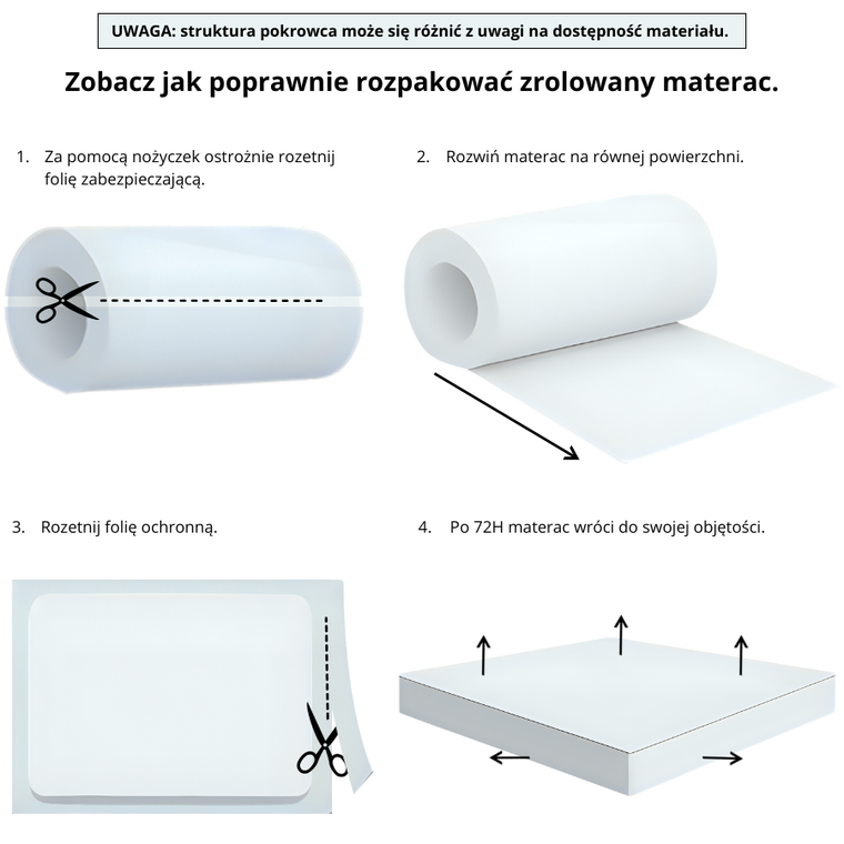 Materace z Gór, Top Light7, materac regenerujący, nawierzchniowy, strefowy, bez pokrowca, 60-130-8 cm