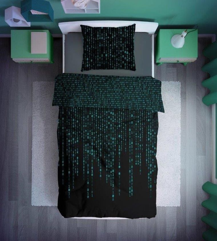 Matrix, Fluo, 2-częściowy komplet pościeli bawełnianej, świeci w ciemności, 140-200 cm