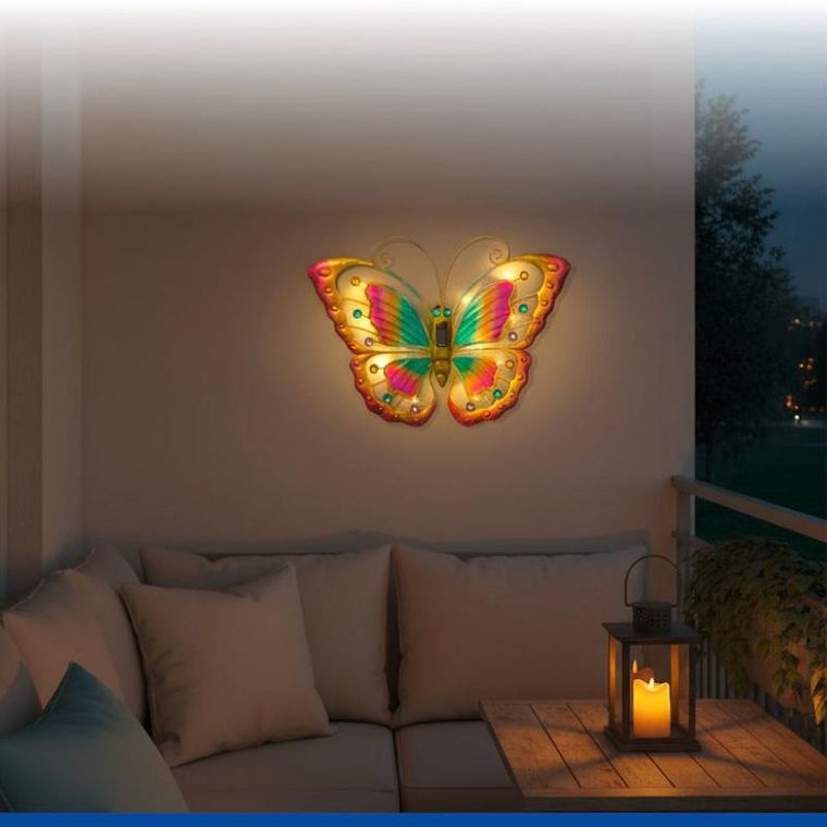 Maximex, ozdoba ogrodowa na ścianę, motyl solarny LED, 54-40 cm