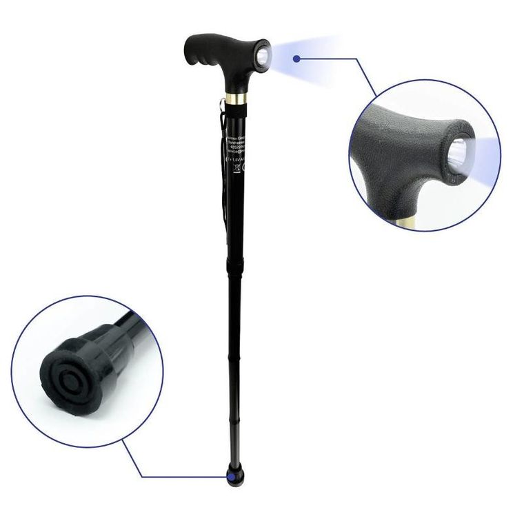 Maximex, składana laska aluminiowa, regulowana wysokość i dioda LED