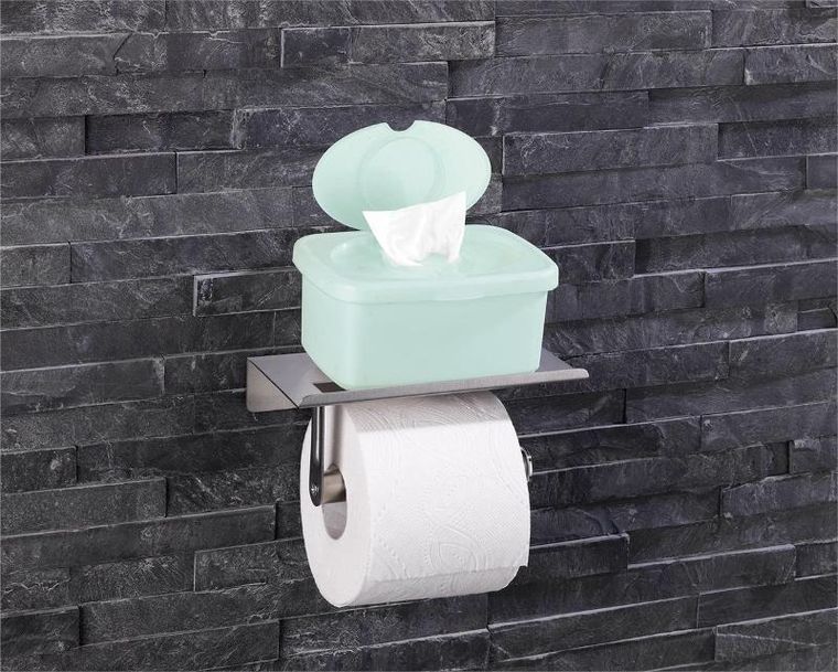 Maximex, uchwyt na papier toaletowy z półką, stal nierdzewna