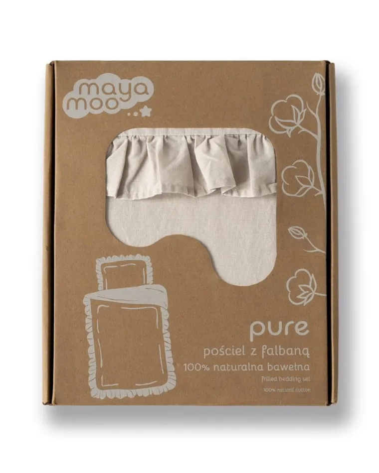 Mayamoo, pościel 2-częściowa z falbaną, beżowa, 100-135 cm