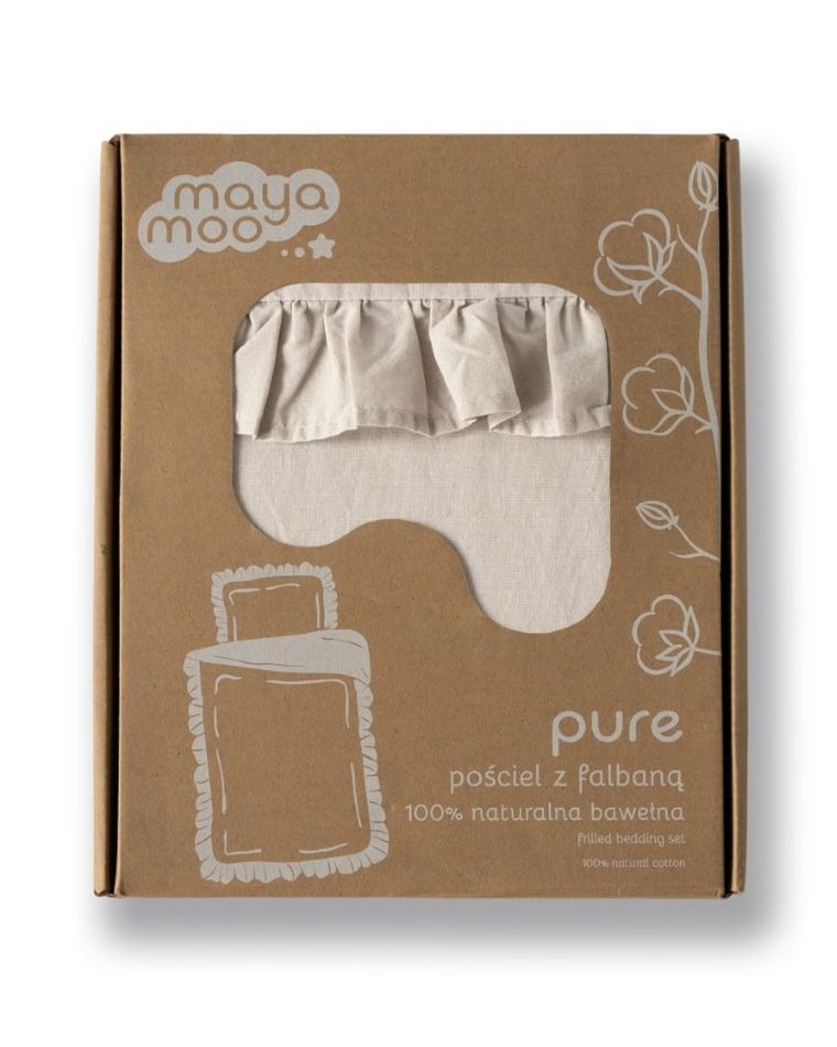 Mayamoo, pościel 2-częściowa z falbaną, beżowa, 90-120 cm