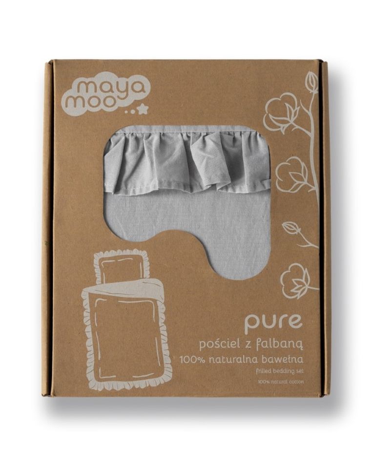 Mayamoo, pościel 2-częściowa z falbaną, jasny szary, 100-135 cm