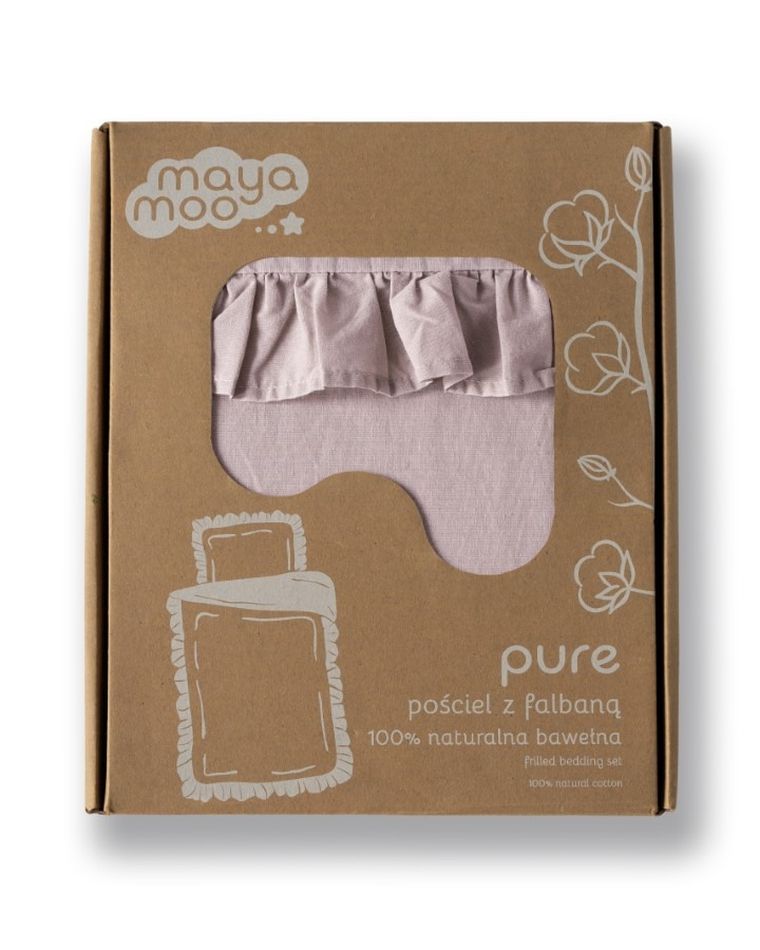 Mayamoo, pościel 2-częściowa z falbaną, różowa, 90-120 cm