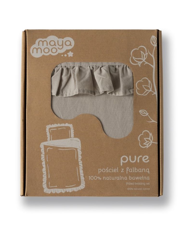 Mayamoo, pościel 2-częściowa z falbaną, taupe, 90-120 cm