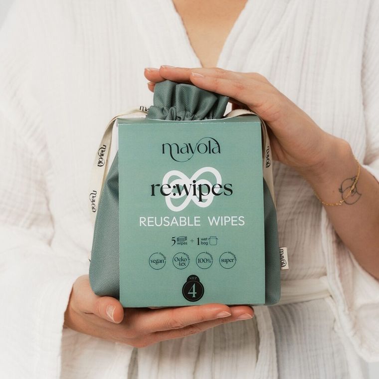 Mayola, myjki wielorazowe bambusowe w woreczku, 5 szt.