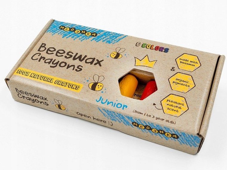 Medenka, kredki z wosku pszczelego, 6 kolorów