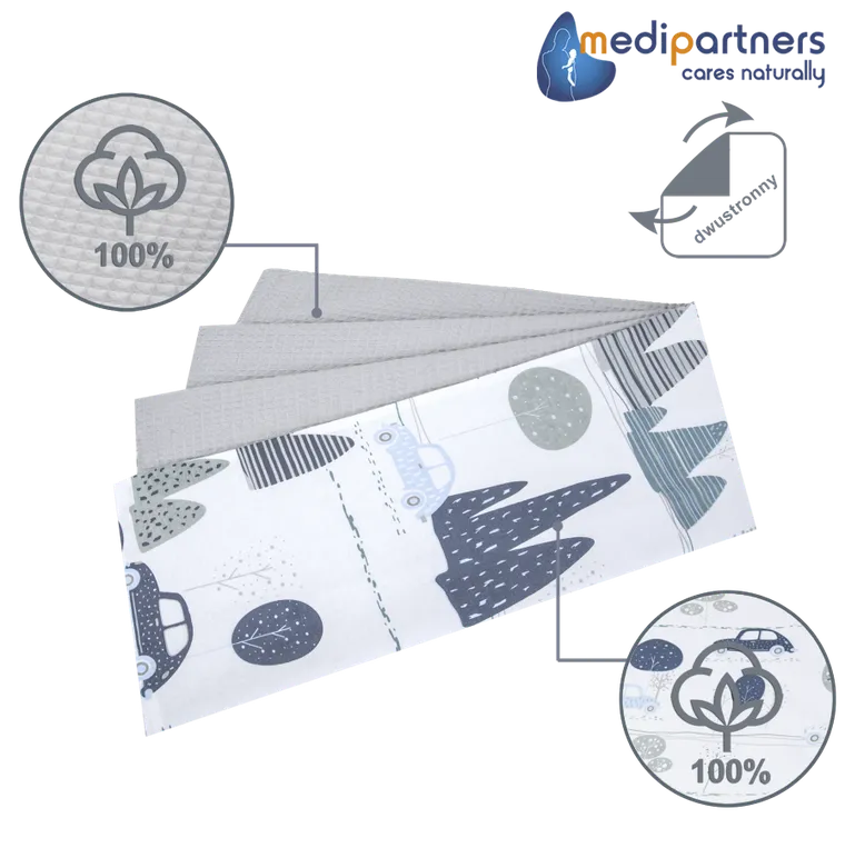 Medi Partners, Auta, Retro, kocyk, wafel, szary, 75-100 cm