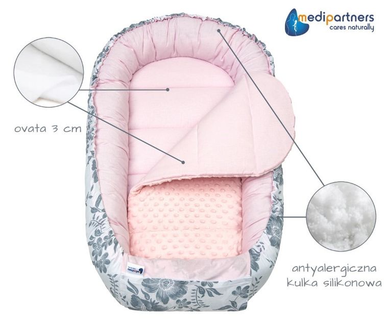 Medi Partners, Berry, gniazdo niemowlęce, kokon solo, różowe