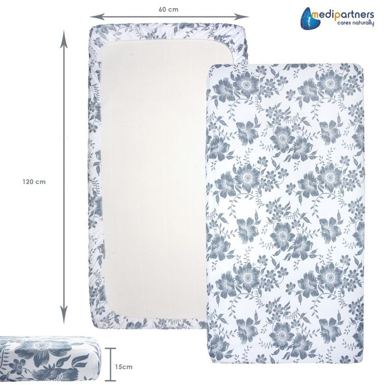 Medi Partners, Berry, prześcieradło z gumką do łóżeczka, bawełniane, 120-60 cm, 3 szt.