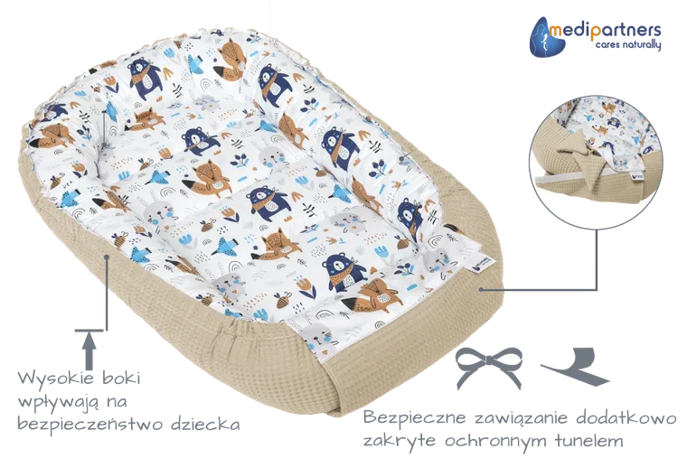 Medi Partners, Boho Animals, gniazdo niemowlęce, kokon, wafel, beżowy