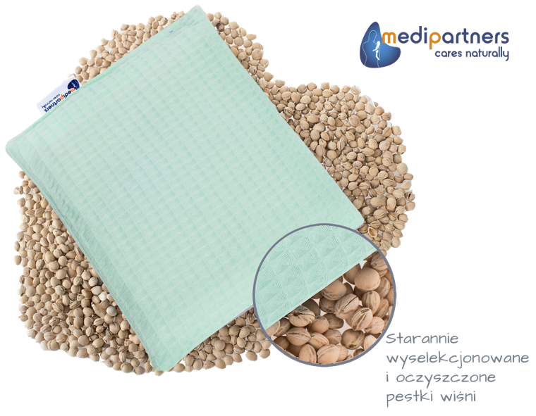 Medi Partners, duży termofor z pestkami wiśni, wafel, miętowy