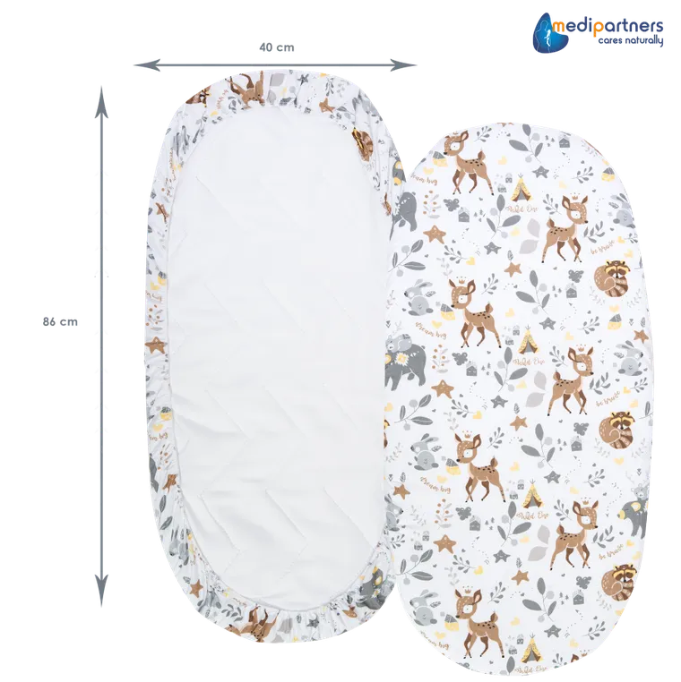 Medi Partners, Jelonki, prześcieradło z gumką do łóżeczka, bawełniane, 86-40 cm, 3 szt.