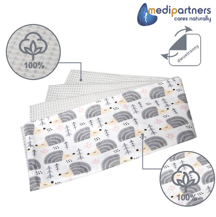 Medi Partners, Jeże, kocyk, wafel, szare, 75-100 cm