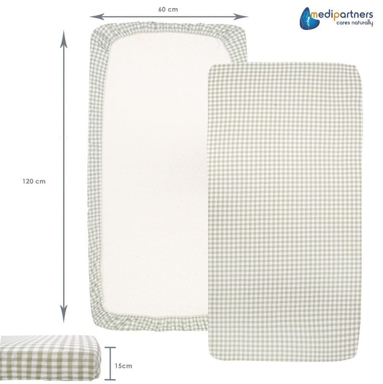 Medi Partners, Kratka, prześcieradło z gumką do łóżeczka, bawełniane, 120-60 cm, 3 szt.