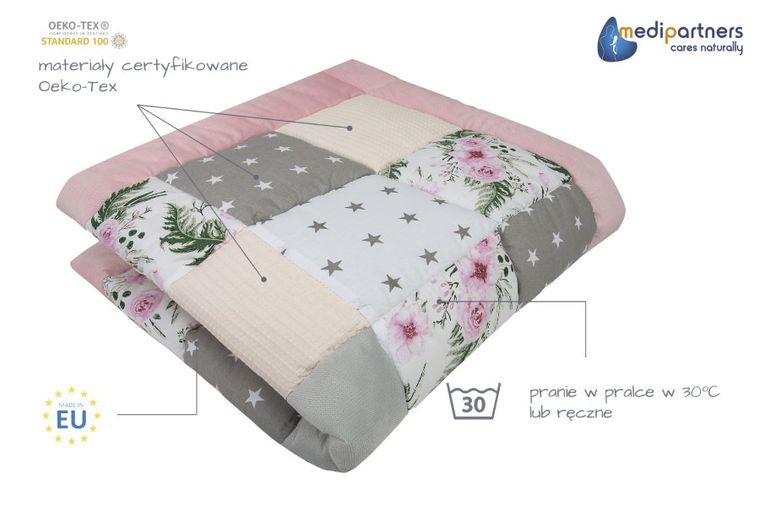 Medi Partners, Kwiaty, mata do zabaw, kocyk, 100-100 cm