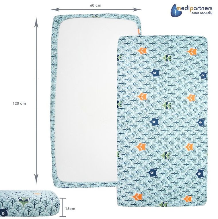 Medi Partners, Las, prześcieradło z gumką do łóżeczka, bawełniane, 120-60 cm, 3 szt.