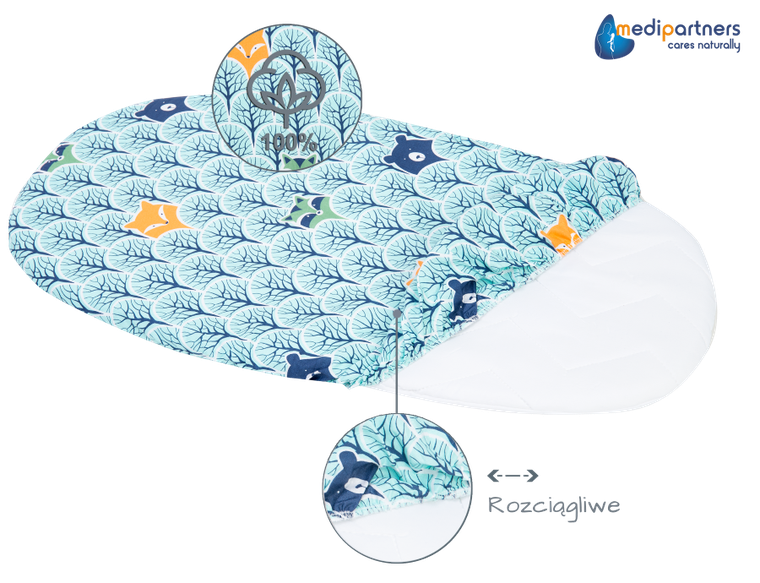 Medi Partners, Las, prześcieradło z gumką do łóżeczka, bawełniane, 86-40 cm, 3 szt.