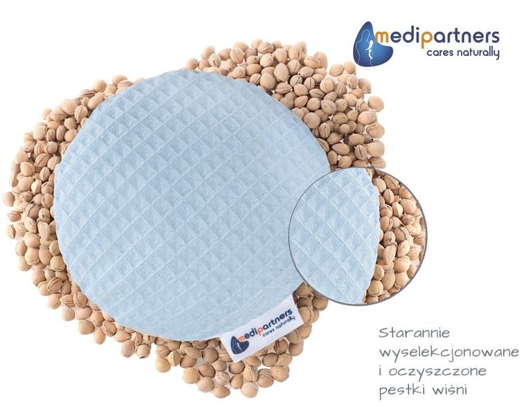 Medi Partners, mały termofor z pestkami wiśni, wafel, błękitny