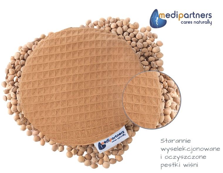 Medi Partners, mały termofor z pestkami wiśni, wafel, brąz