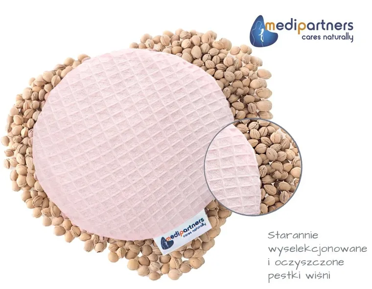 Medi Partners, mały termofor z pestkami wiśni, wafel, jasny róż