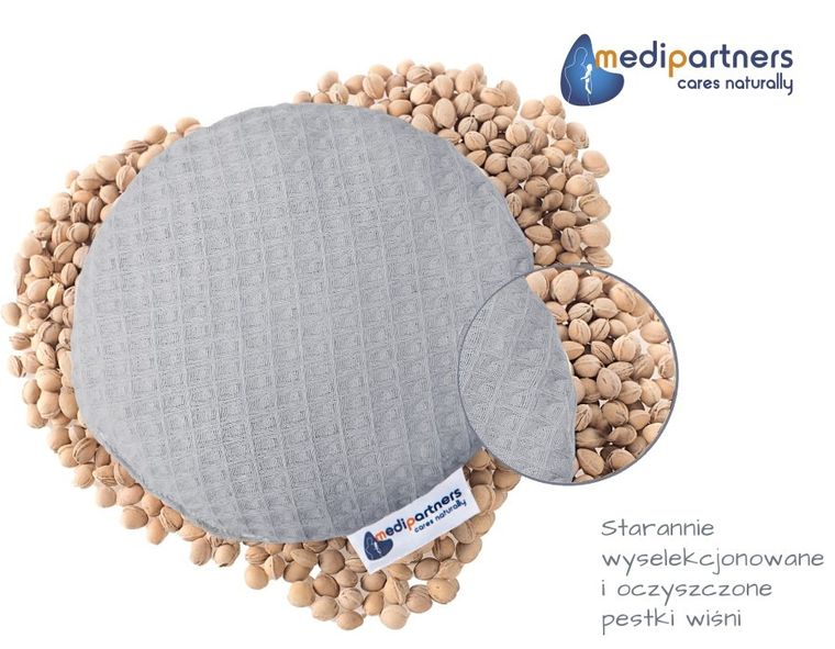 Medi Partners, mały termofor z pestkami wiśni, wafel, szary