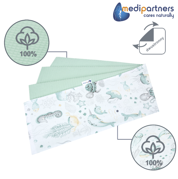 Medi Partners, Ocean, kocyk, wafel, mięta, 75-100 cm