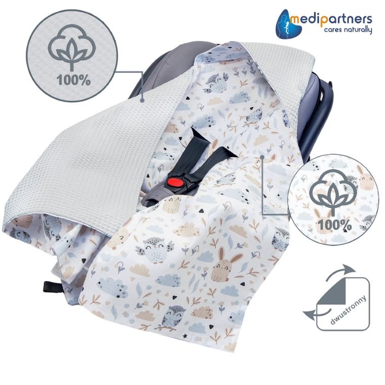 Medi Partners, Polana, otulacz do nosidełka, kocyk z kapturkiem, wafel, 85-85 cm