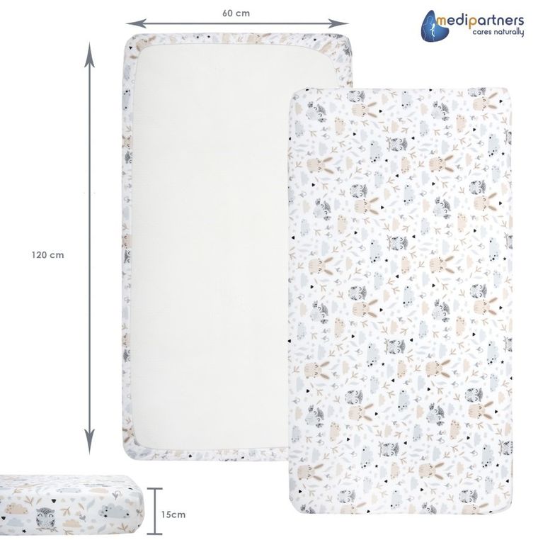 Medi Partners, Polana, prześcieradło z gumką do łóżeczka, bawełniane, 120-60 cm, 3 szt.