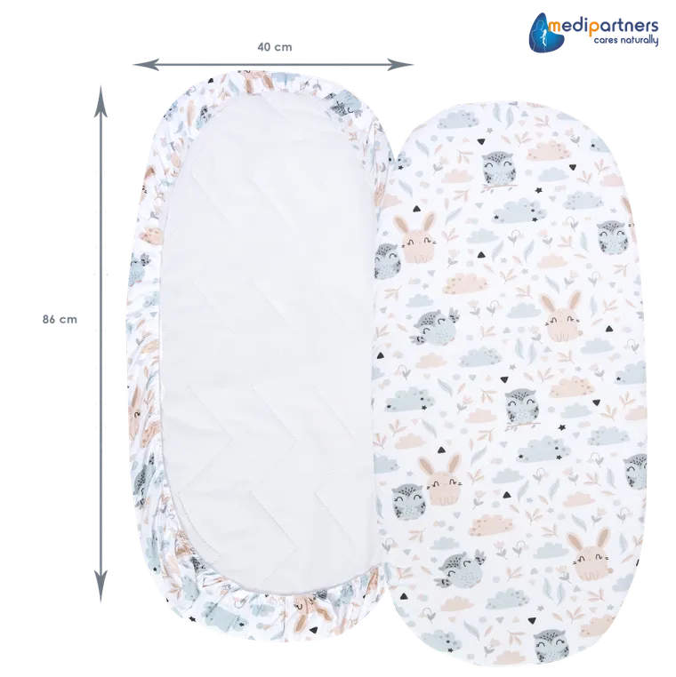 Medi Partners, Polana, prześcieradło z gumką do łóżeczka, bawełniane, 86-40 cm, 3 szt.