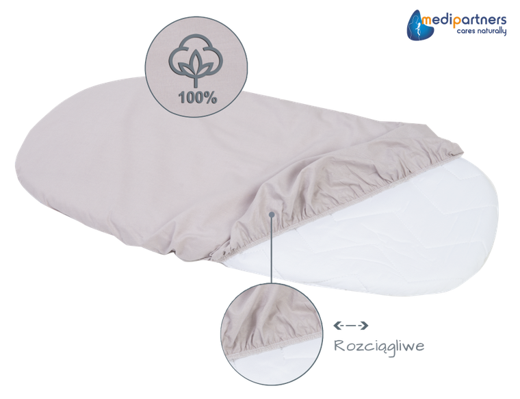 Medi Partners, prześcieradło z gumką do wózka, szare