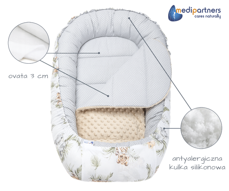 Medi Partners, Safari, gniazdo niemowlęce, kokon w zestawie, beżowy