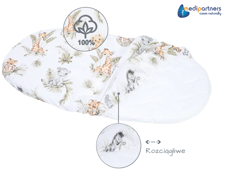 Medi Partners, Safari, prześcieradło z gumką do wózka, bawełniane