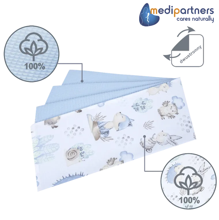 Medi Partners, Sarny, Jeż, kocyk, wafel, błękitny, 75-100 cm