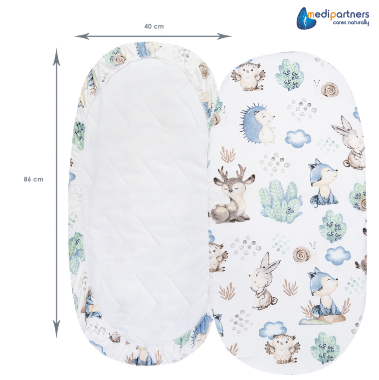 Medi Partners, Sarny, Jeż, prześcieradło z gumką do łóżeczka, bawełniane, 86-40 cm, 3 szt.