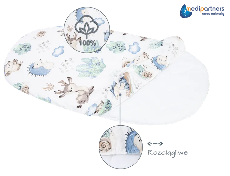 Medi Partners, Sarny, Jeż, prześcieradło z gumką do wózka, bawełniane
