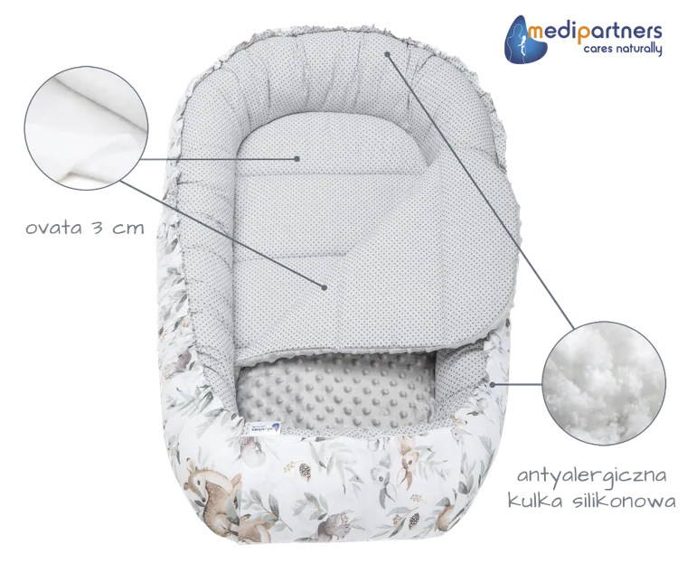 Medi Partners, Sarny, Liście, gniazdo niemowlęce, kokon solo, szary