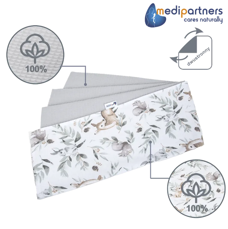 Medi Partners, Sarny, Liście, kocyk, wafel, szary, 75-100 cm